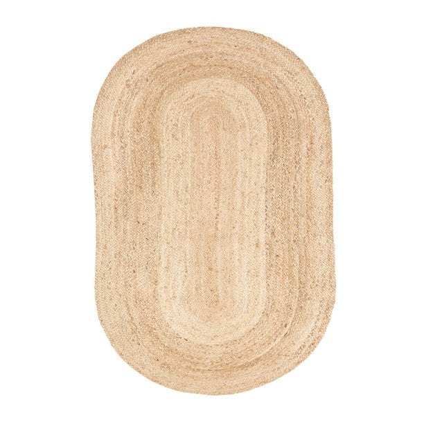 Natural/Brown Oval Indoor Area Jute Rug - Image 4