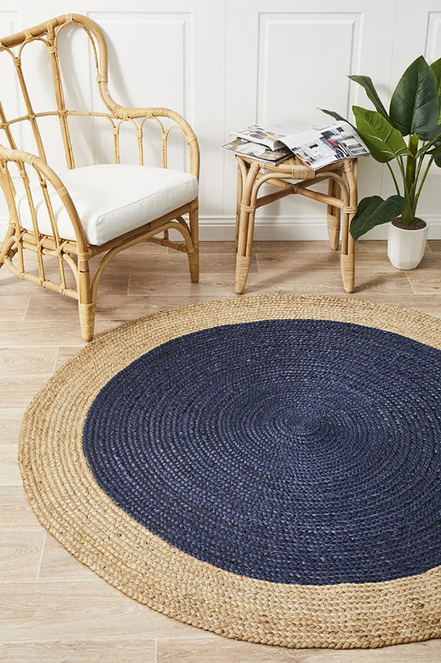 Braided Design Natural Brown Rings Jute Rug - Image 8