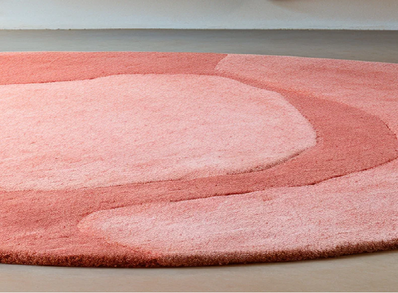 Modern Abstract Peach Round Rug