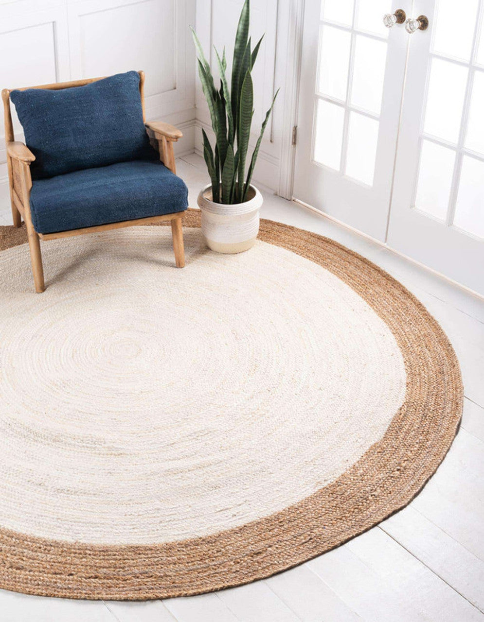 Natural Yarn - Round Rustic Vintage Beige Braided Jute Rug - Image 2