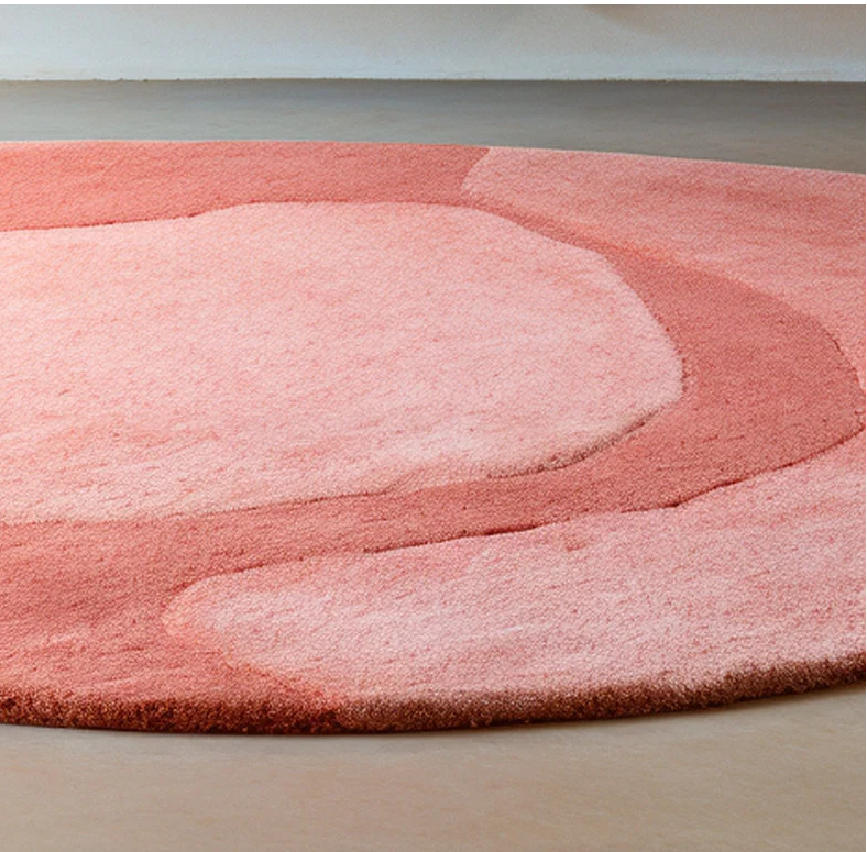 Modern Abstract Peach Round Rug - Image 2