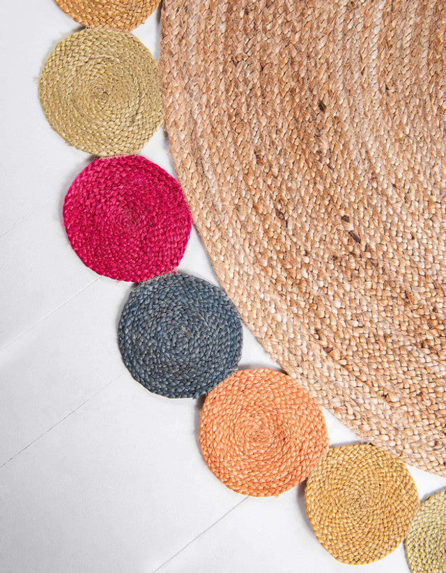 Round Multicolour Boho Charm Farmhouse Jute Rug - Image 4