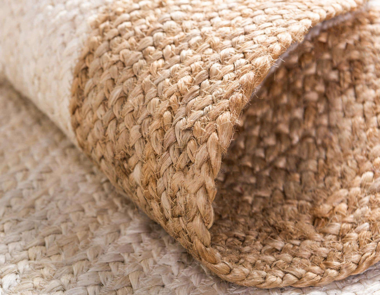 Natural Yarn - Round Rustic Vintage Beige Braided Jute Rug - Image 5
