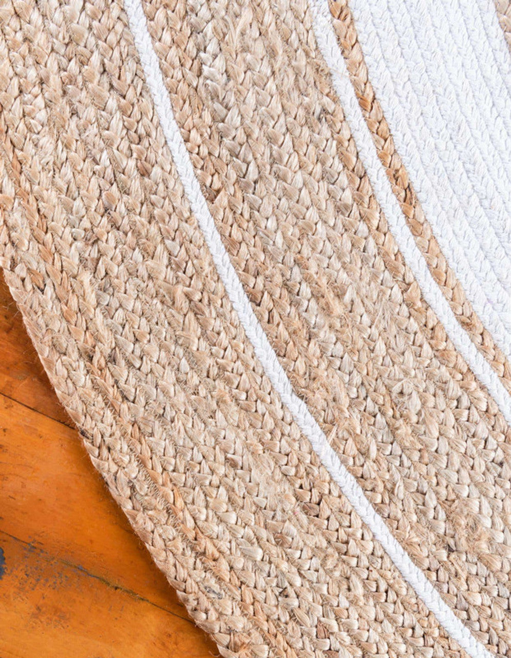 Round White Border Braided Jute Rug - Image 4