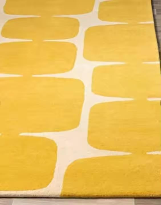 Contemporary Abstract Geometric Design Modern Rug (Yellow) - Image 2
