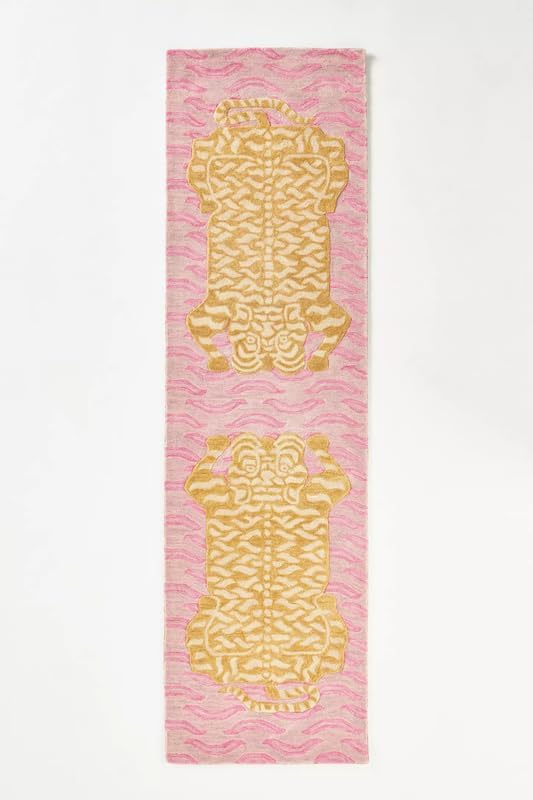 Pink Tiger Rug, Soft Wool Tiger Skin Pattern Non-Slip Carpet for Home Decor High Traffic Areas Living Room Playroom Kids Room - Image 5