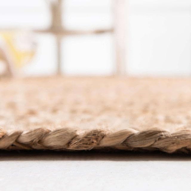 Round White Border Braided Jute Rug - Image 11