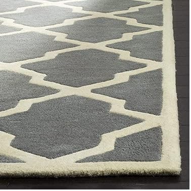 Grey and Ivory Geometric Pattern Rug - Image 2