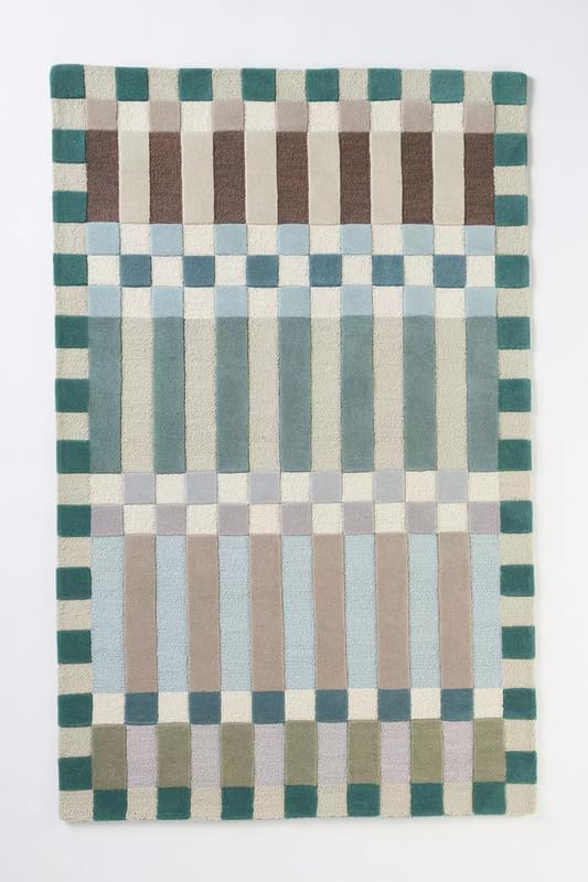 Hand-Tufted Checkered Area Rug Soft Wool Modern Rug Durable Geometric Pattern Non-Slip Carpet for Home Decor High Traffic Areas Living Room Dining Room Bedroom - Image 7