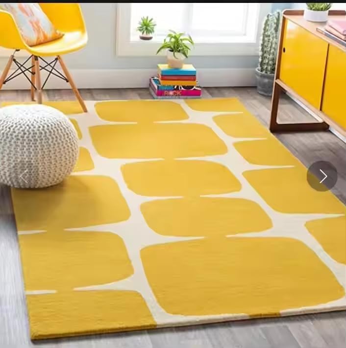 Contemporary Abstract Geometric Design Modern Rug (Yellow)