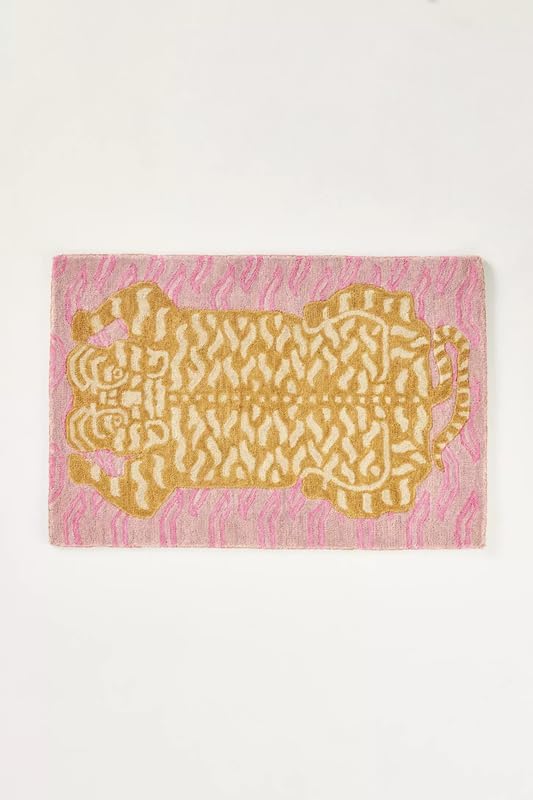 Pink Tiger Rug, Soft Wool Tiger Skin Pattern Non-Slip Carpet for Home Decor High Traffic Areas Living Room Playroom Kids Room - Image 4