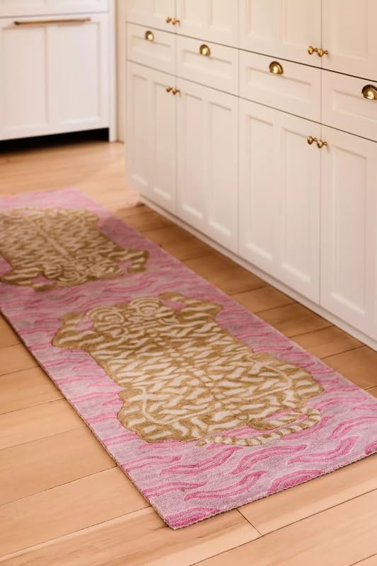Pink Tiger Rug, Soft Wool Tiger Skin Pattern Non-Slip Carpet for Home Decor High Traffic Areas Living Room Playroom Kids Room - Image 6
