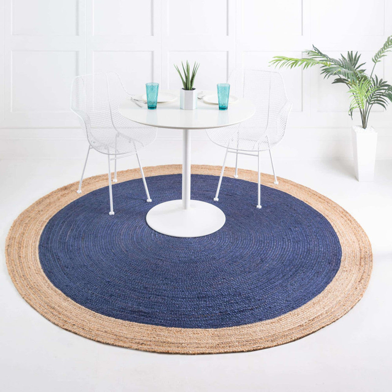 Braided Design Natural Brown Rings Jute Rug