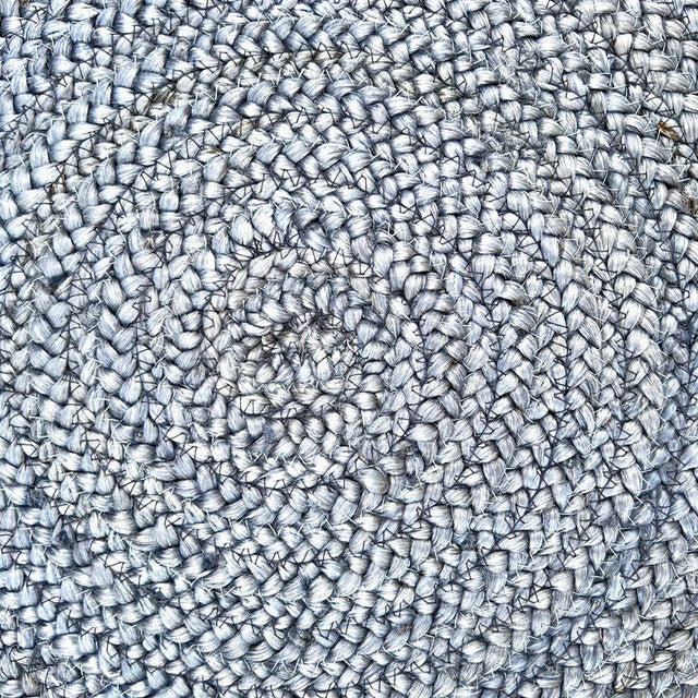 Round Natural Braided Blue Jute Rug - Image 3