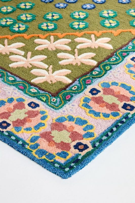 Hand-Tufted Area Rug Floral Design Wool Rug Soft & Durable Carpet for Living Room, Bedroom Dining Room Kitchen & Entryway - Image 4