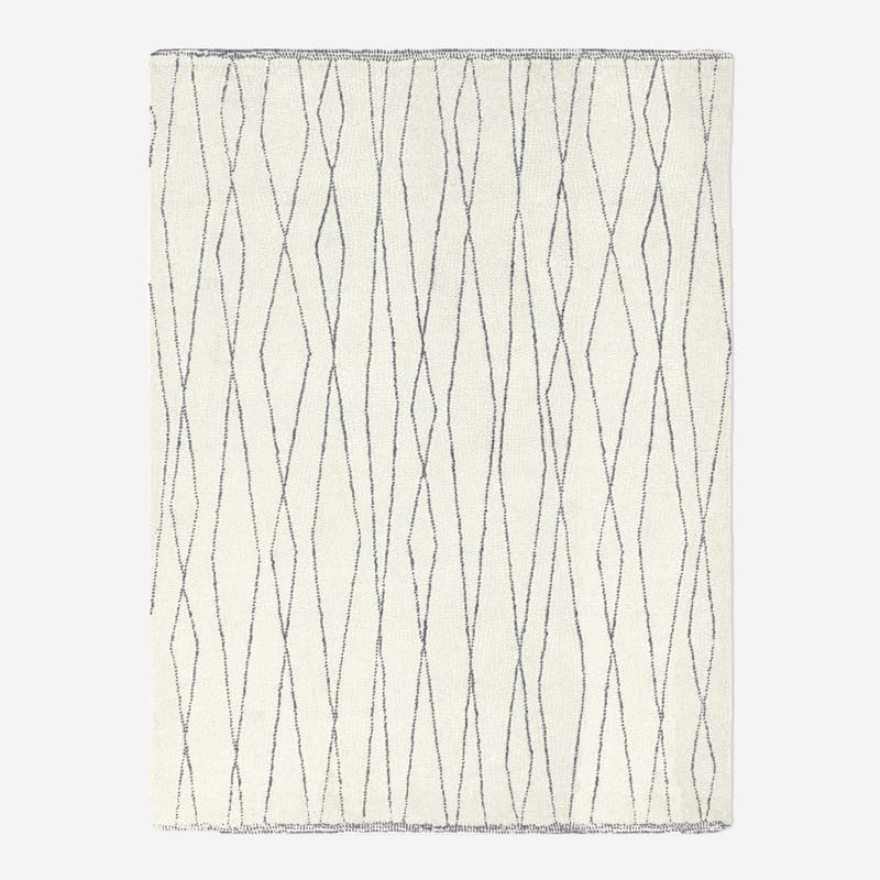 Modern Line Pattern Abstract Area Rug (White)