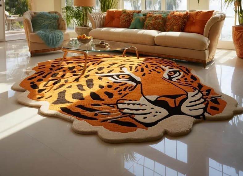 Unique Jaguar Hand-Tufted Rug