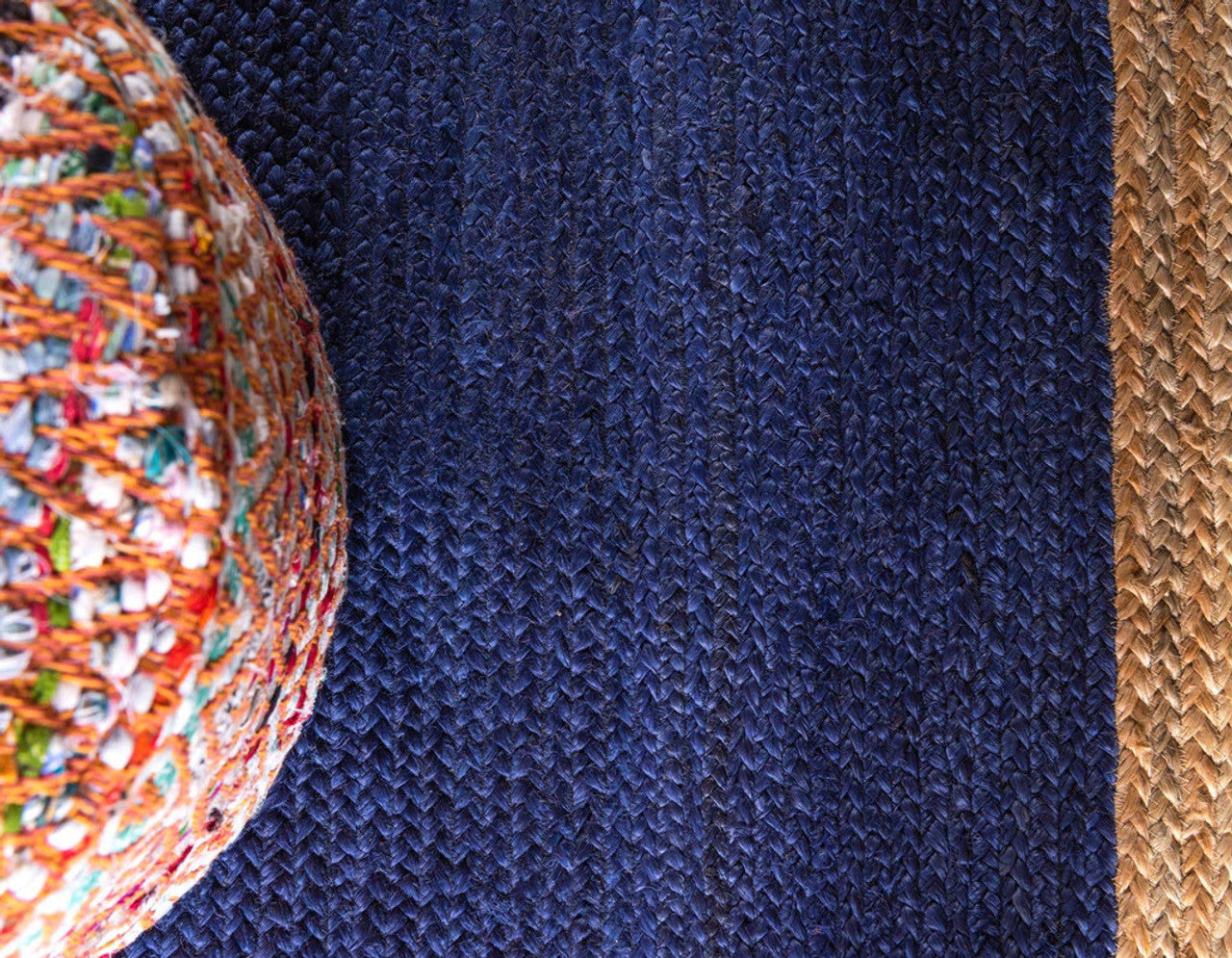 Braided Design Natural Brown Rings Jute Rug - Image 4