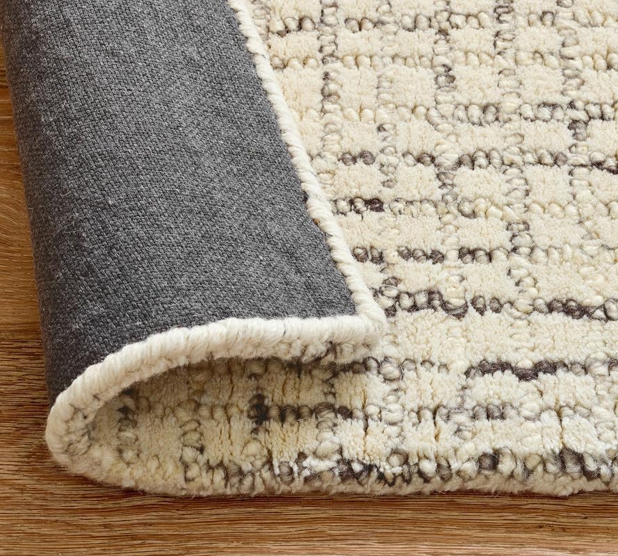 Rectangular Ribbed Textured Medium Pile Cross Design Abstract Rug - Image 5