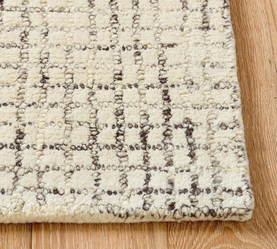 Rectangular Ribbed Textured Medium Pile Cross Design Abstract Rug - Image 4