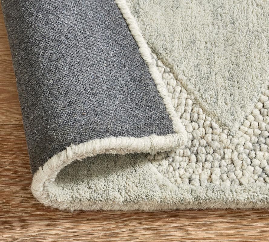 ODETTE RUGS Hand-Tufted Textured Area Rug Soft Wool Modern Rug Durable Geometric Pattern Non-Slip Carpet for Home Decor High Traffic Areas Living Room Dining Room Bedroom (Round) - Image 3