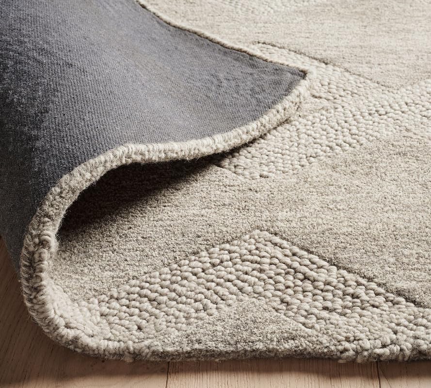 ODETTE RUGS Hand-Tufted Textured Area Rug Soft Wool Modern Rug Durable Geometric Pattern Non-Slip Carpet for Home Decor High Traffic Areas Living Room Dining Room Bedroom (Round) - Image 6