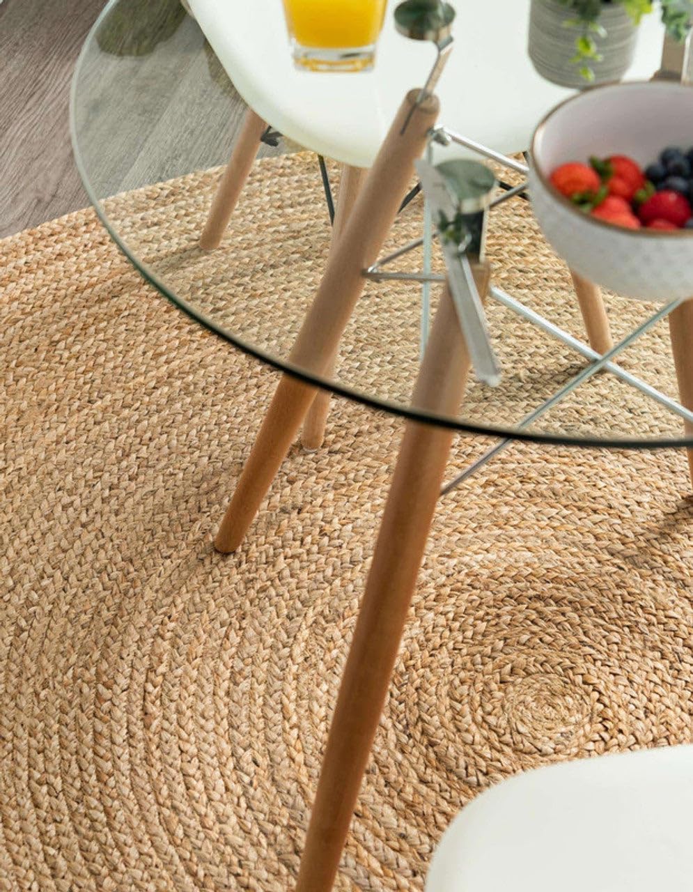 Round White Border Braided Jute Rug - Image 13