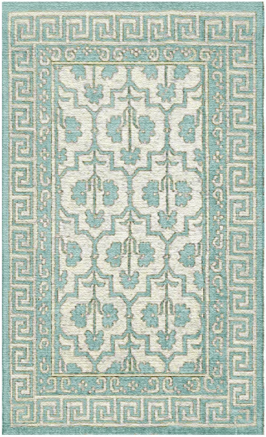 Flower Printed Rectangular Floral Rug - Image 4