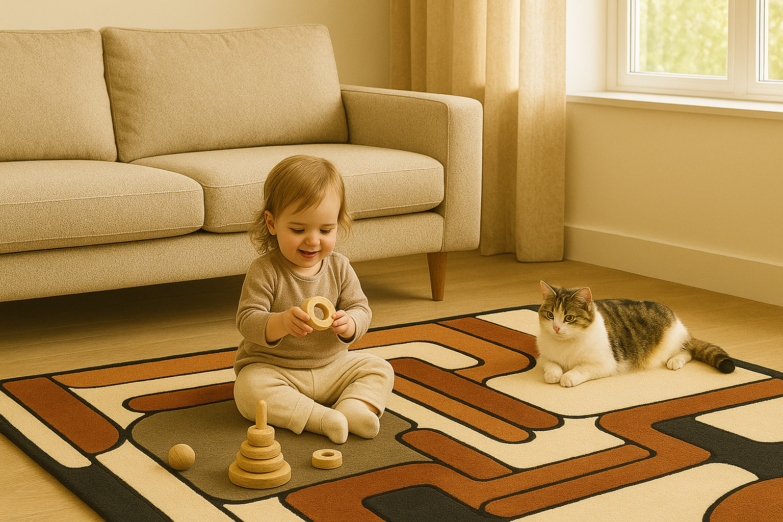 Woolen Handtufted -Löké, Wool Rug Soft Carpet Rugs - Image 3