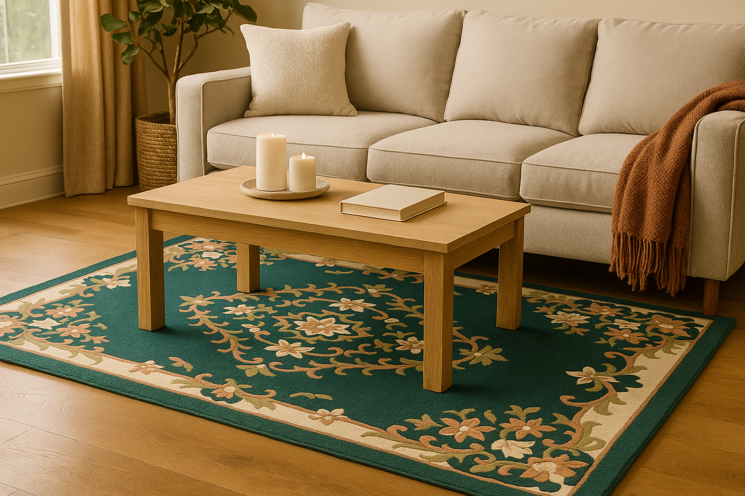 Traditional Hand Tufted Woolen Rug Soft Carpet for Living Room - Image 2