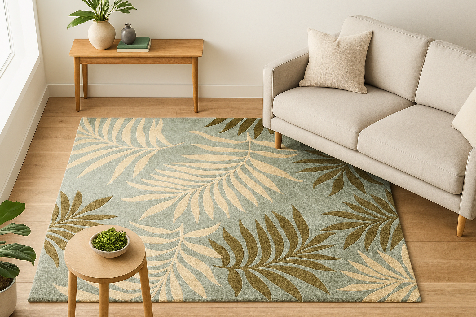 Handmade Soho Kyrie Ferns N.Z. Soft Wool Rugs Carpet, Living Room rugs - Image 5