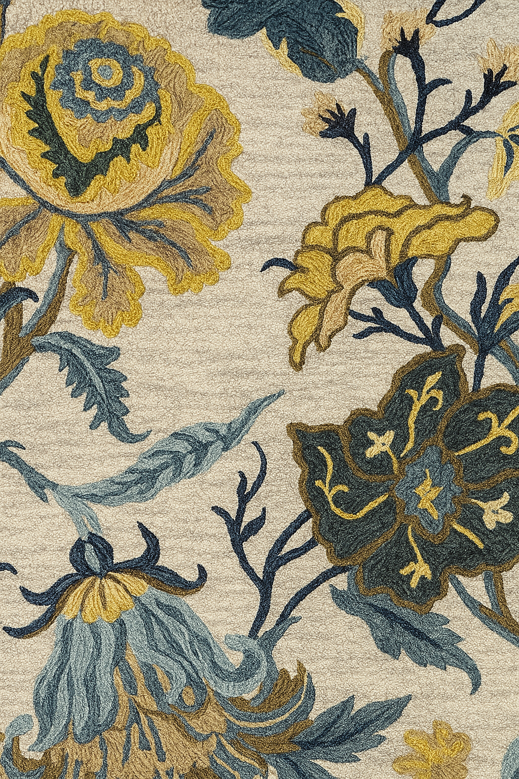 Avanti-Jacobean Gold and Wool Rug Soft Carpet Blue Multi Rug - Image 4