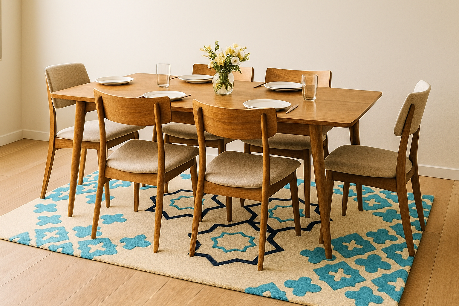 Modern Geomatric Wool Rug Soft Carpet Hand Tufted Light Taupe Rug - Image 3