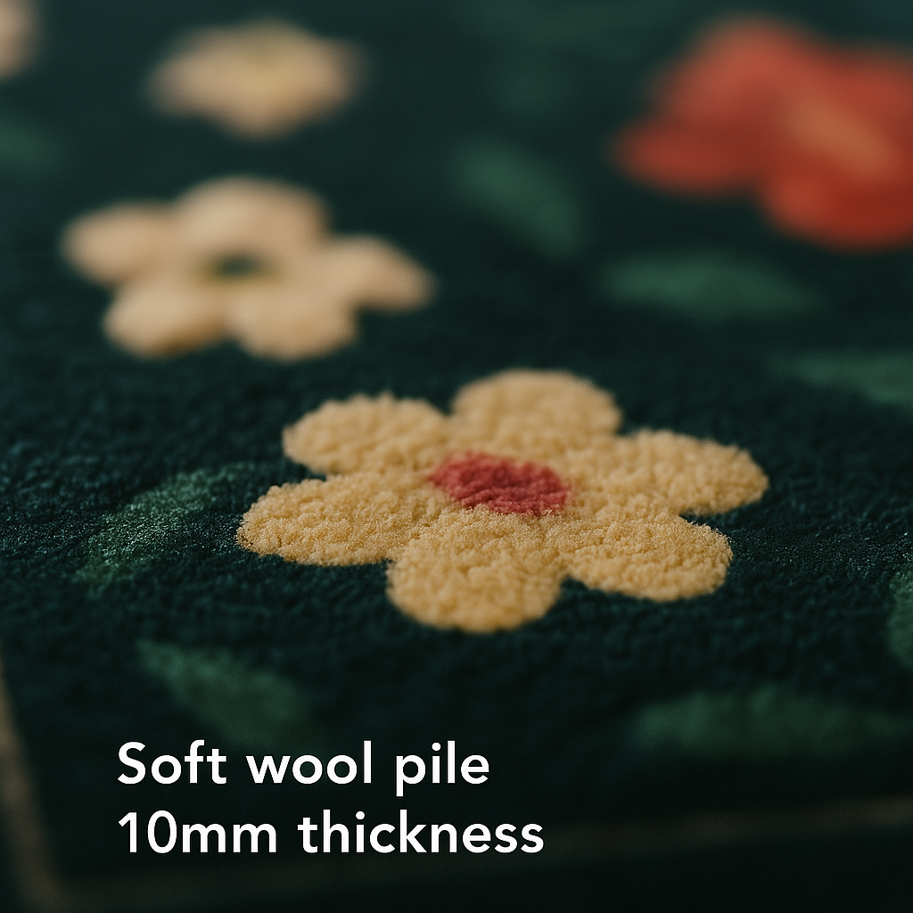 Washable Nordic Floral Layer Wool Rug Soft Carpet, Living Room, - Image 2