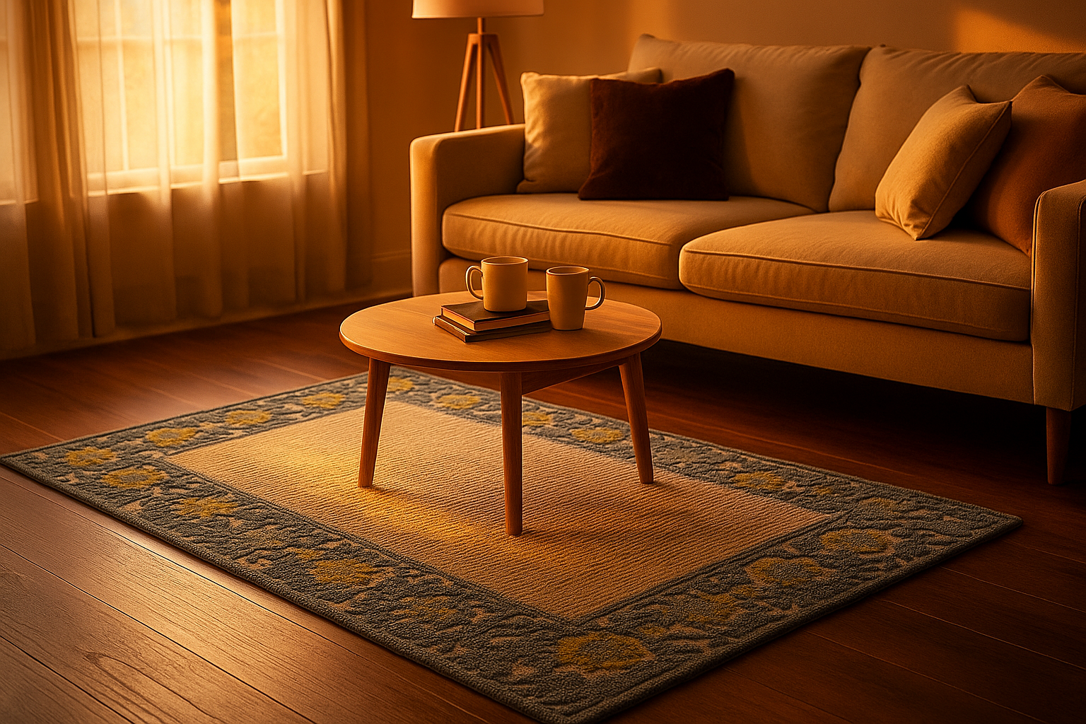 Myla Floral Frame Wool Rug Soft Carpet - Image 3