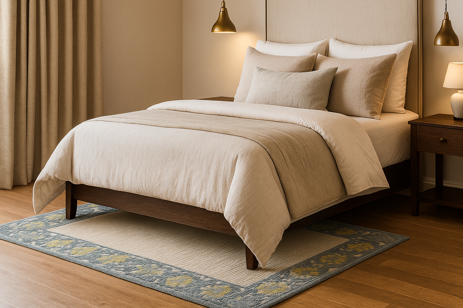 Myla Floral Frame Wool Rug Soft Carpet - Image 4