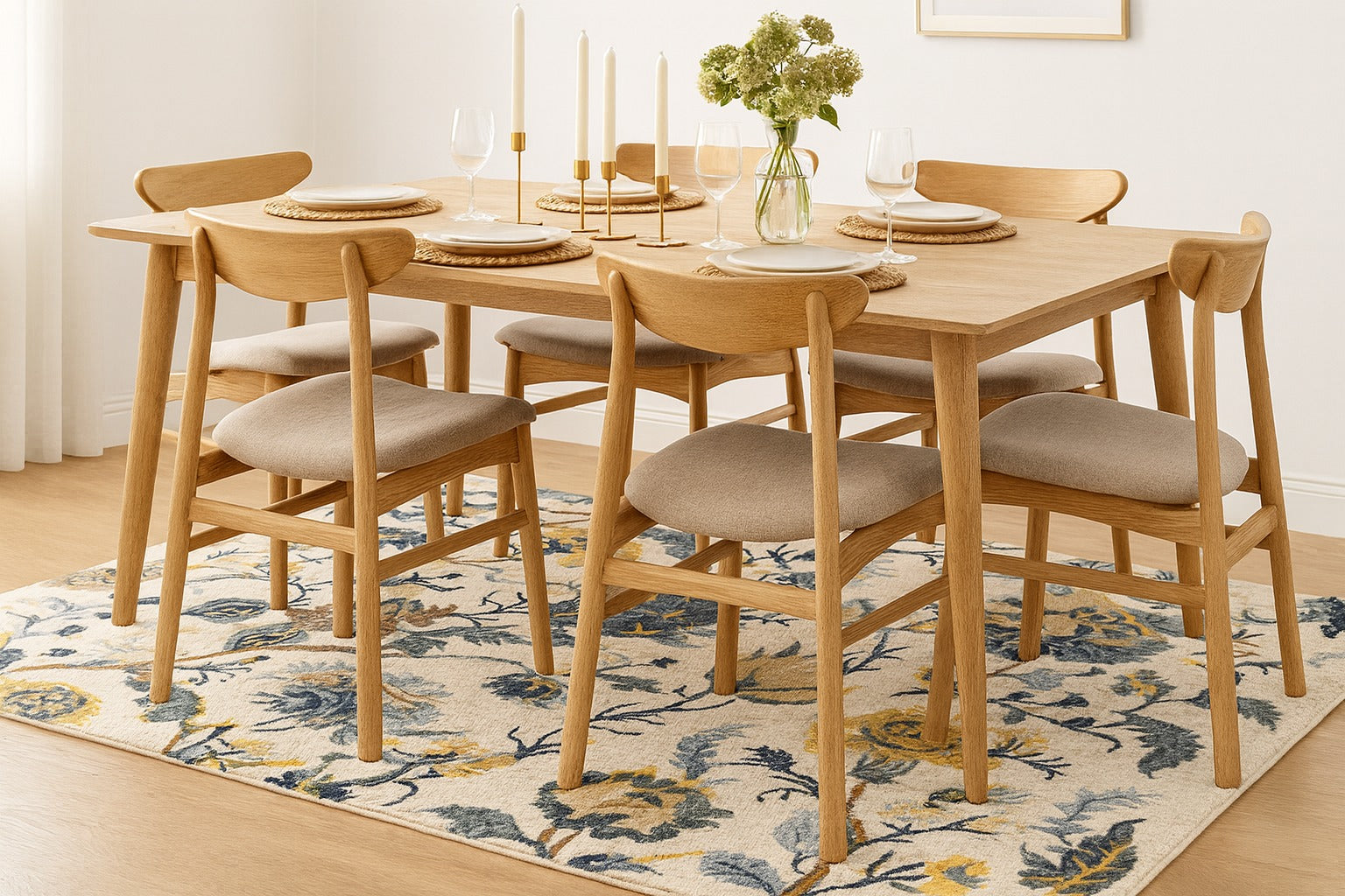 Avanti-Jacobean Gold and Wool Rug Soft Carpet Blue Multi Rug - Image 5