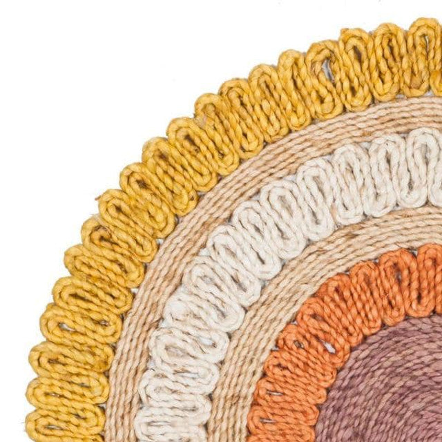 Round Gold / Multi Boho Charm Farmhouse Jute Rug - Image 4