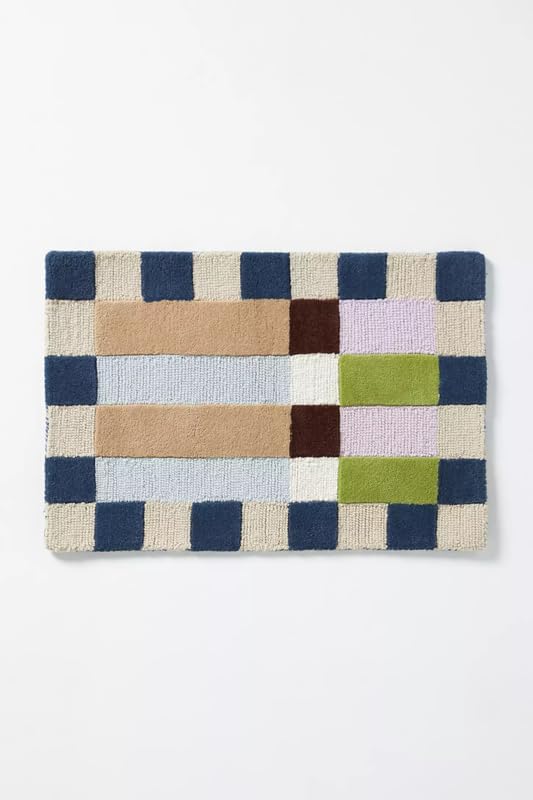 Hand-Tufted Checkered Area Rug Soft Wool Modern Rug Durable Geometric Pattern Non-Slip Carpet for Home Decor High Traffic Areas Living Room Dining Room Bedroom - Image 5