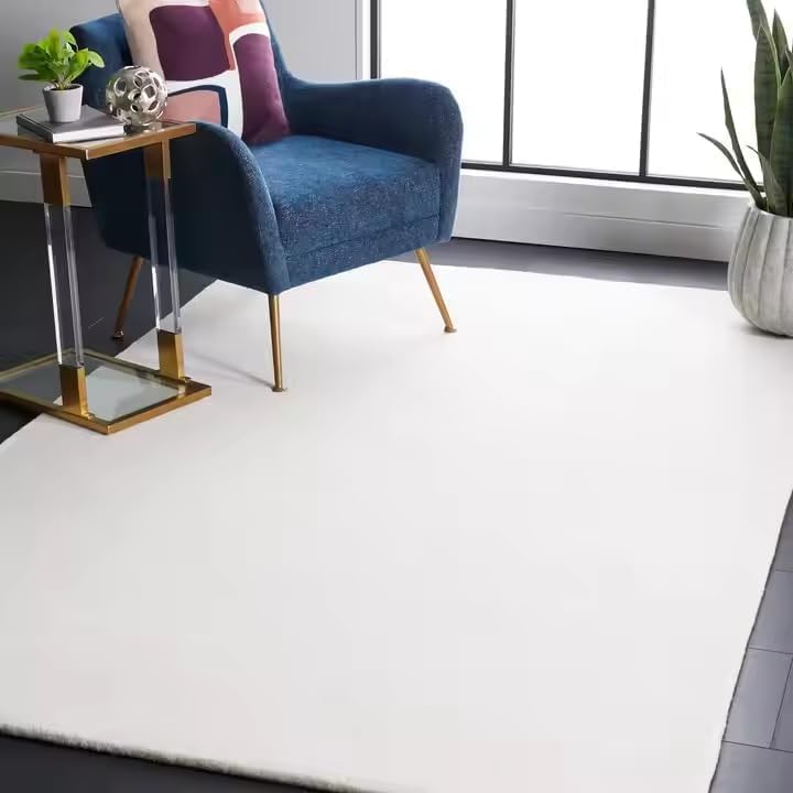 Luxury Aesthetic White Abstract Rug