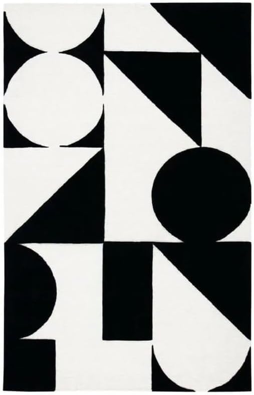 Black and White Geometric Pattern Rug - Image 2