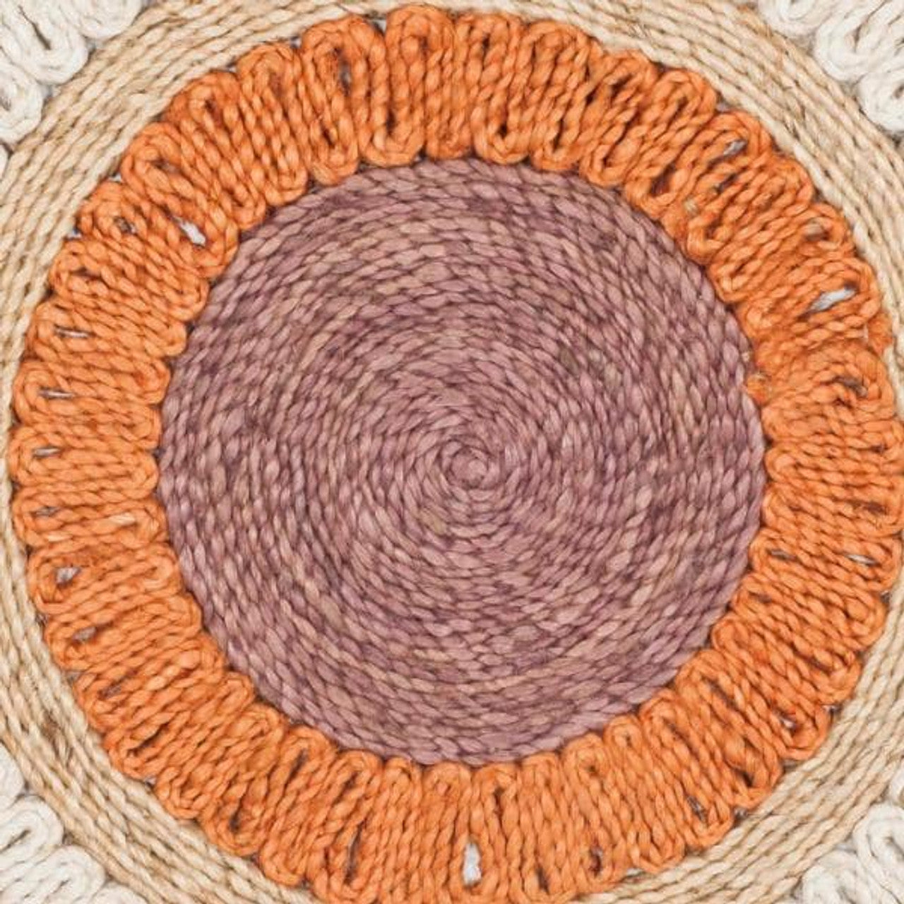 Round Gold / Multi Boho Charm Farmhouse Jute Rug - Image 3