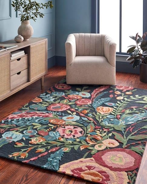 ODETTE RUGS Handmade Floral Area Rug Elegant Wool Flower Garden Design Rug Thick Durable Carpet for Entryways Living Room Bedroom Dining Room - Image 12