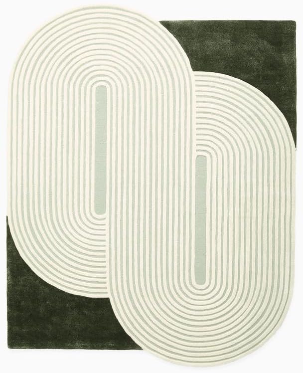 Irregular Shape Green and White Runner