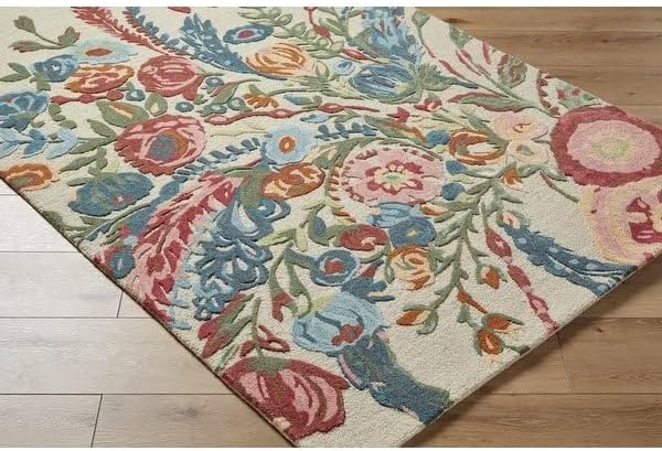 ODETTE RUGS Handmade Floral Area Rug Elegant Wool Flower Garden Design Rug Thick Durable Carpet for Entryways Living Room Bedroom Dining Room - Image 23