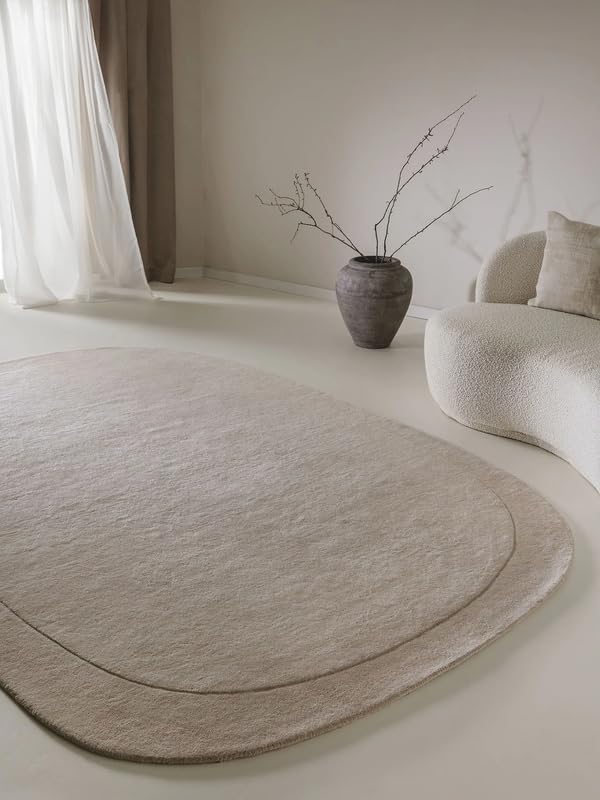 ODETTE RUGS Wool Runner Rug 2x6 Green Handtufed Runner Ideal for High Traffic Areas Living Room Bedroom Hallways (Cream) - Image 2