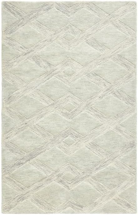 ODETTE RUGS Hand-Tufted Textured Area Rug Soft Wool Modern Rug Durable Geometric Pattern Non-Slip Carpet for Home Decor High Traffic Areas Living Room Dining Room Bedroom (Cloud Blue)