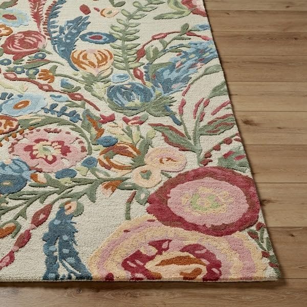 ODETTE RUGS Handmade Floral Area Rug Elegant Wool Flower Garden Design Rug Thick Durable Carpet for Entryways Living Room Bedroom Dining Room - Image 19