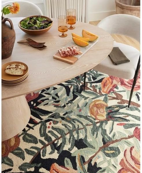ODETTE RUGS Handmade Floral Area Rug Elegant Wool Flower Garden Design Rug Thick Durable Carpet for Entryways Living Room Bedroom Dining Room - Image 10