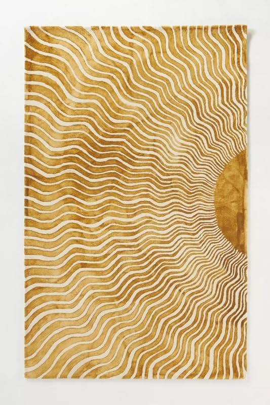 Hand Tufted Sun Rug, Soft Wool Modern Area Rug Durable Non-Slip Carpet for Home Decor High Traffic Areas Living Room Dining Room Bedroom